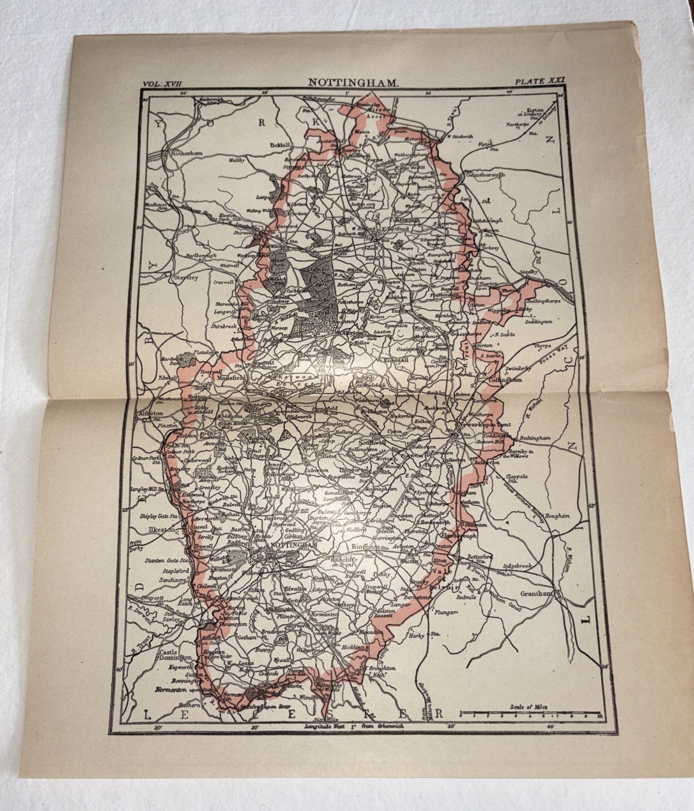 Nottingham English County Historical Map 10.5”x13”