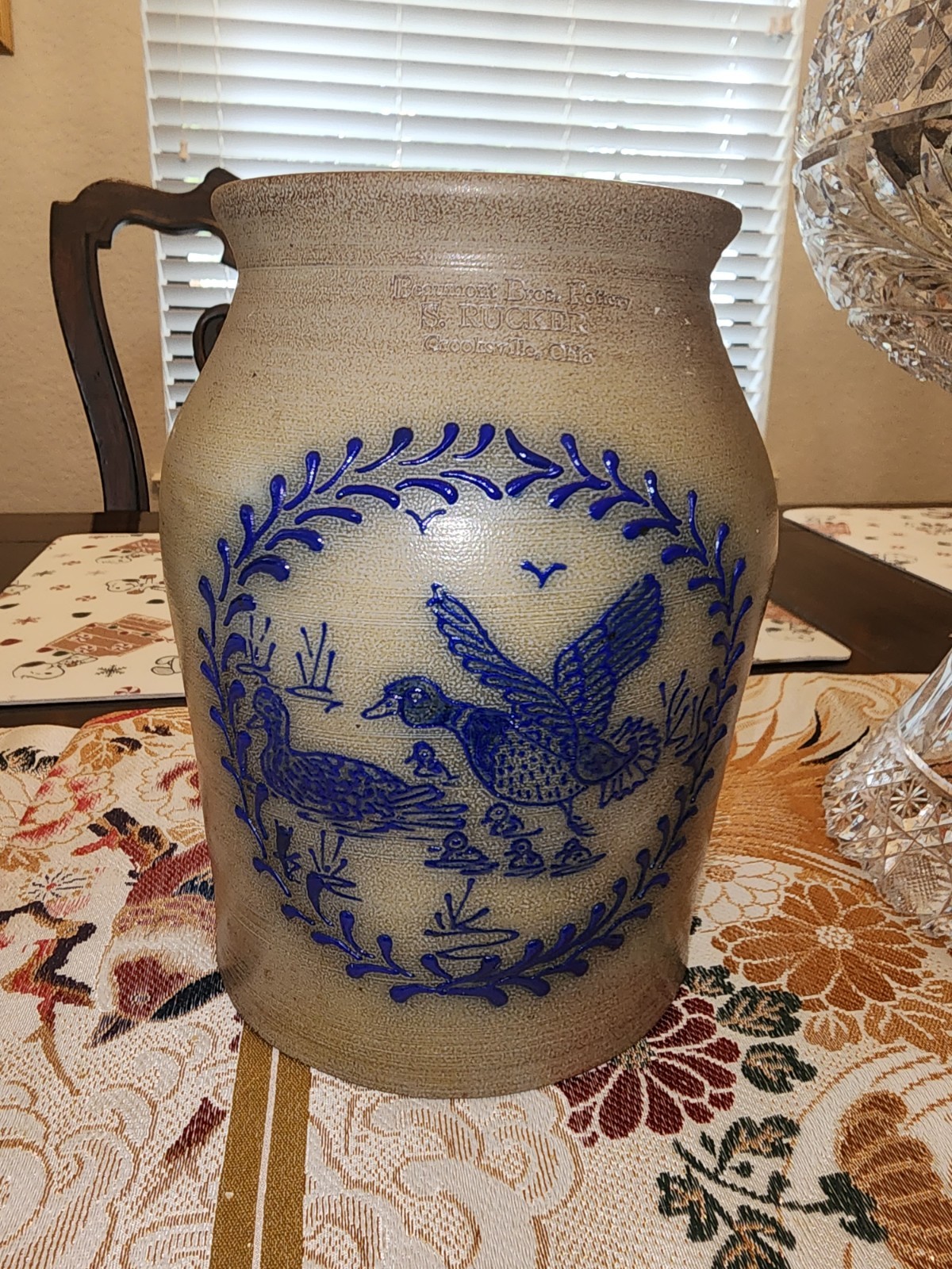 1993 Beaumont Bros Pottery S. Rucker Crooksville, Ohio Stoneware Crock – 2 Duck’