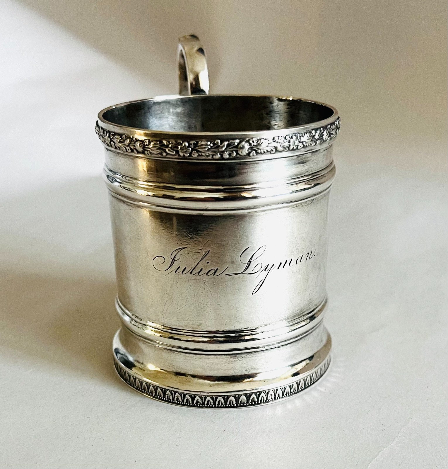COIN SILVER WILIAM MITCHELL JR. 1818-1845 MUG / CUP EARLY AMERICAN RARE