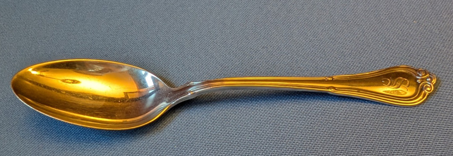 Sterling silver flatware teaspoon Gorham Norfolk-Villa monogrammed, 5.5″, 20g