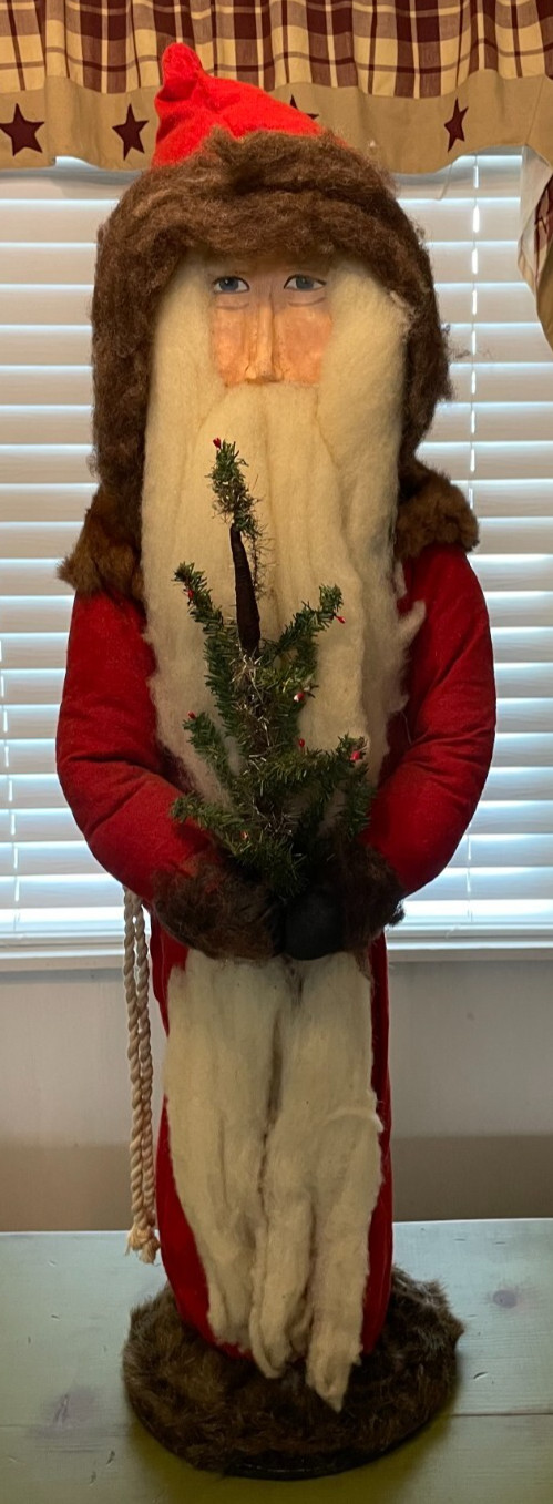 Large 35″ Tall Hand Made Arnett’s? Primitive Santa Claus Figure Decor