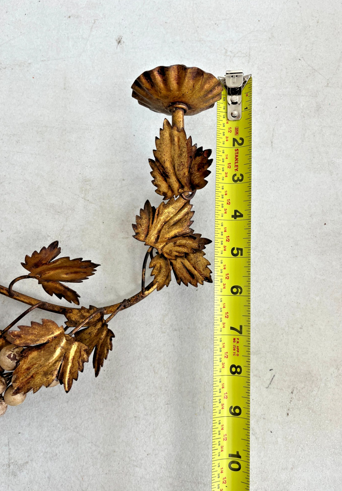 Vintage Gilt Tole Grapevine Candelabra Wall Scone