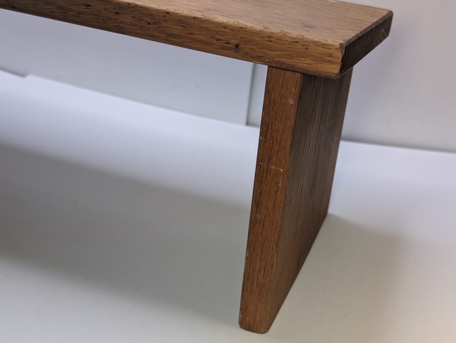 Vintage Solid Oak Wood Display Riser Stand Rustic Farmhouse Plant Shelf Bench