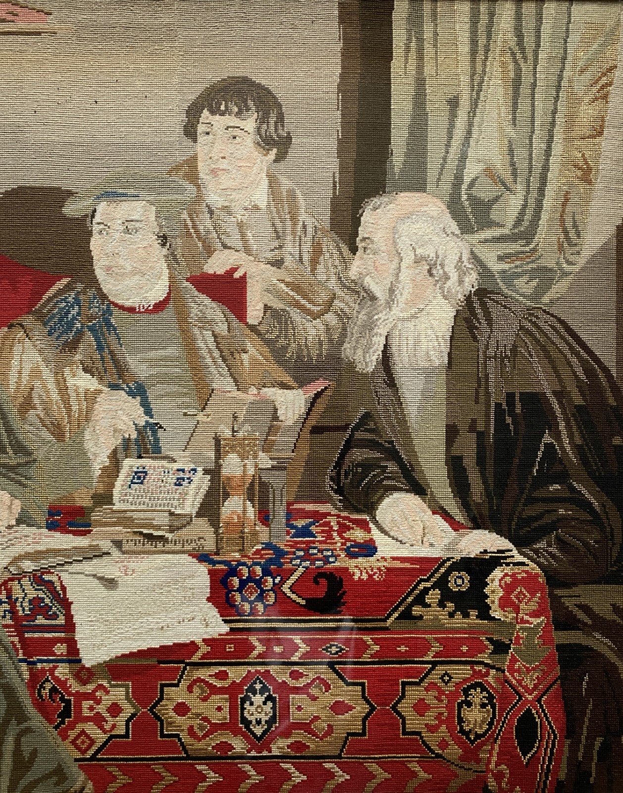 GERMAN BERLIN WOOL WORK TAPESTRY LARGE MID-19TH CENTURY