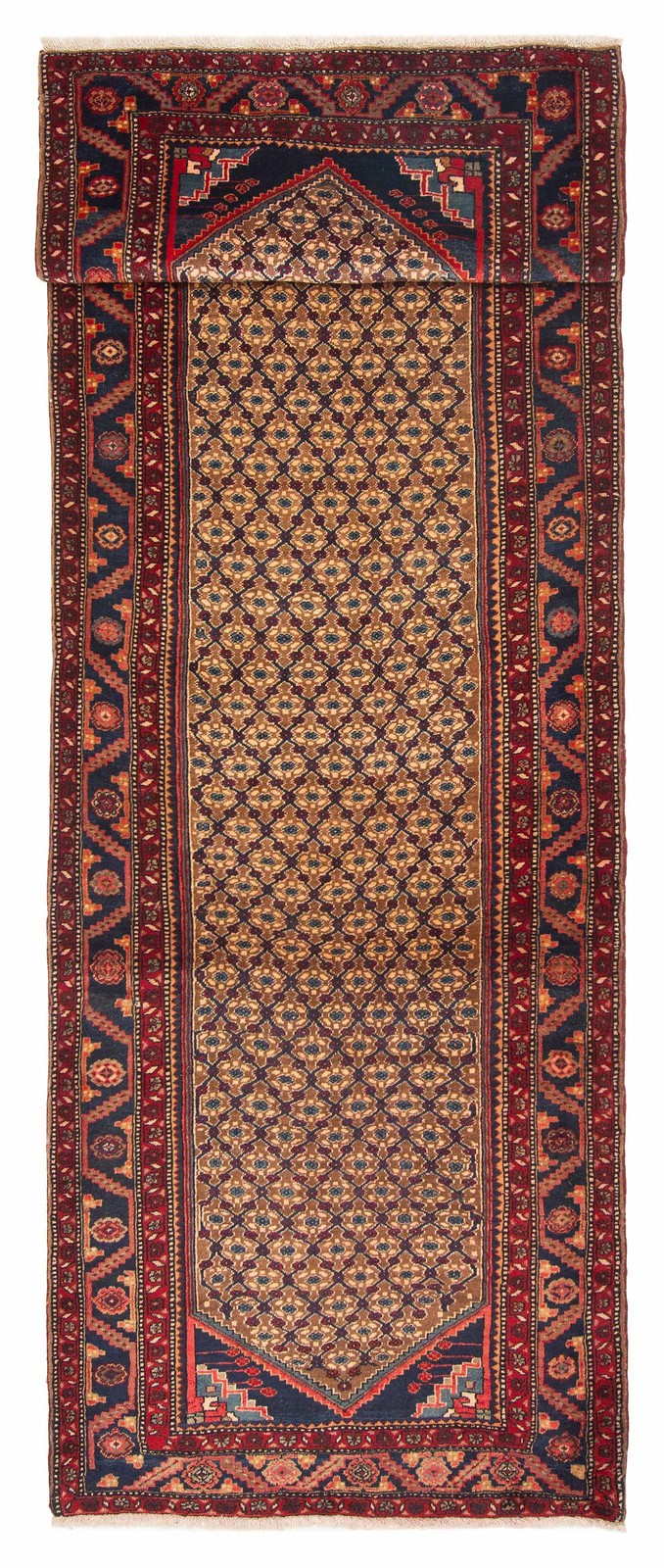 3’7″ x 12’10” Vintage Hand-knotted Runner Rug Traditional Oriental Wool Carpet