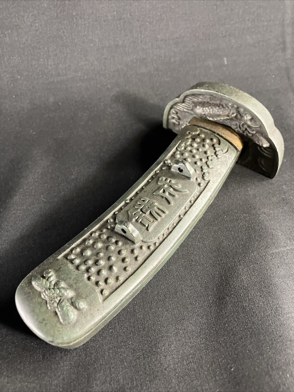 Japan Vintage Antique Stamp Case Sword Tsuka 670g iron box set