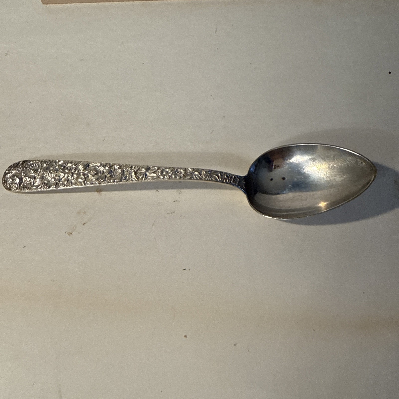 KIRK STERLING SILVER REPOUSSE OVAL SOUP SPOON
