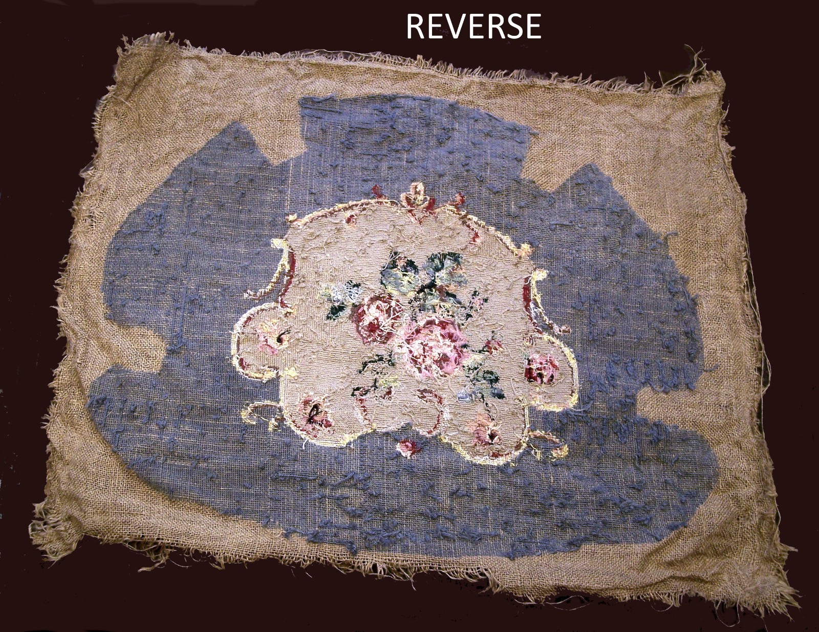 Antique Victorian Completed Needlepoint Parlor Chair Floral Seat Cover Pattern