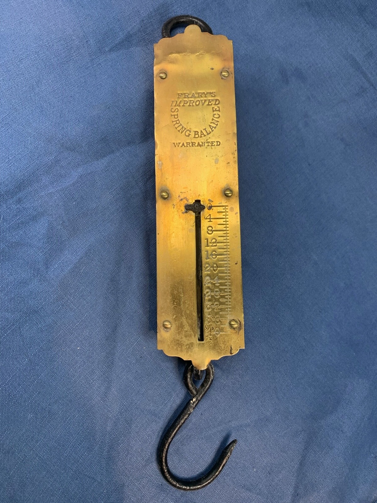 Antique Large Brass Front Frary’s Spring Balance Scale 40 LBS 681