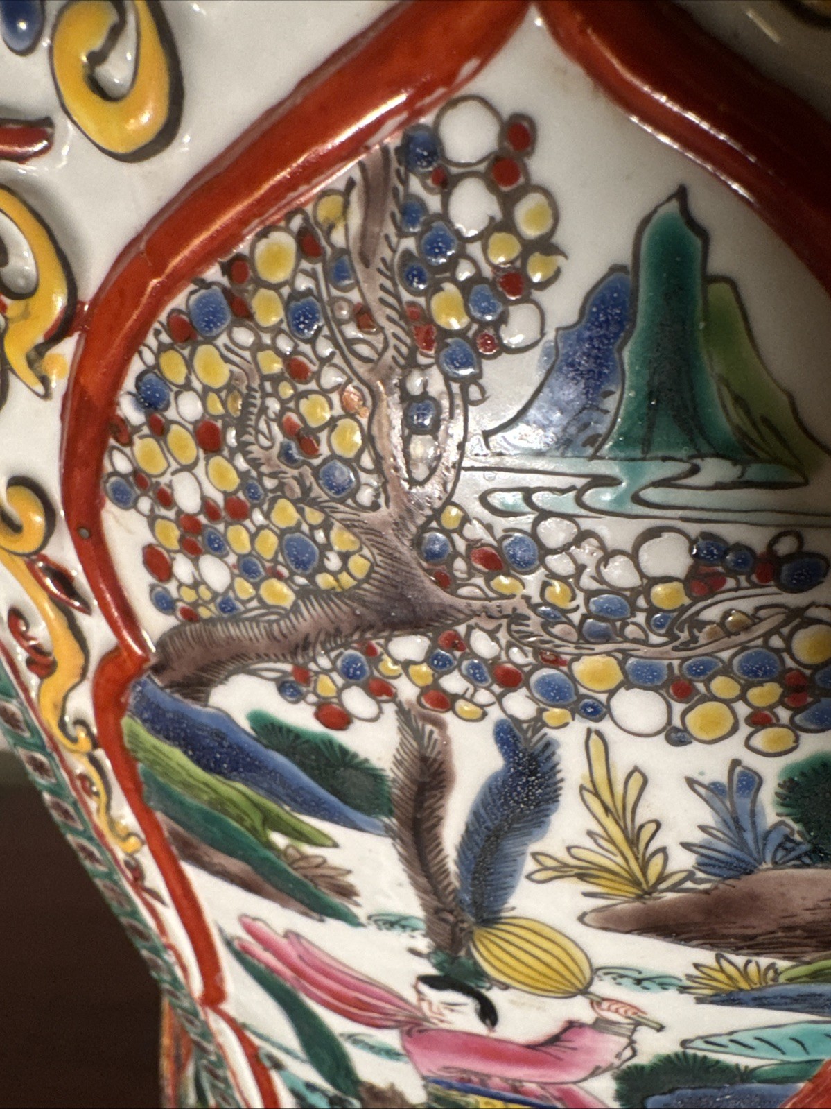 Chinese Antique Octagonal Warrior Baluster Vase. 37″/18″