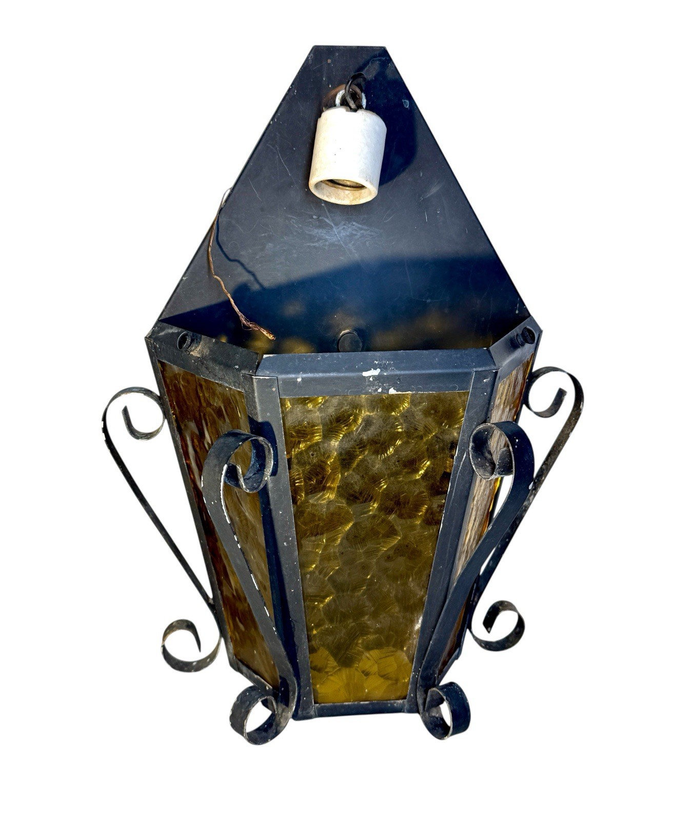Vintage Spanish Revival Wall Sconce Honeycomb Glass