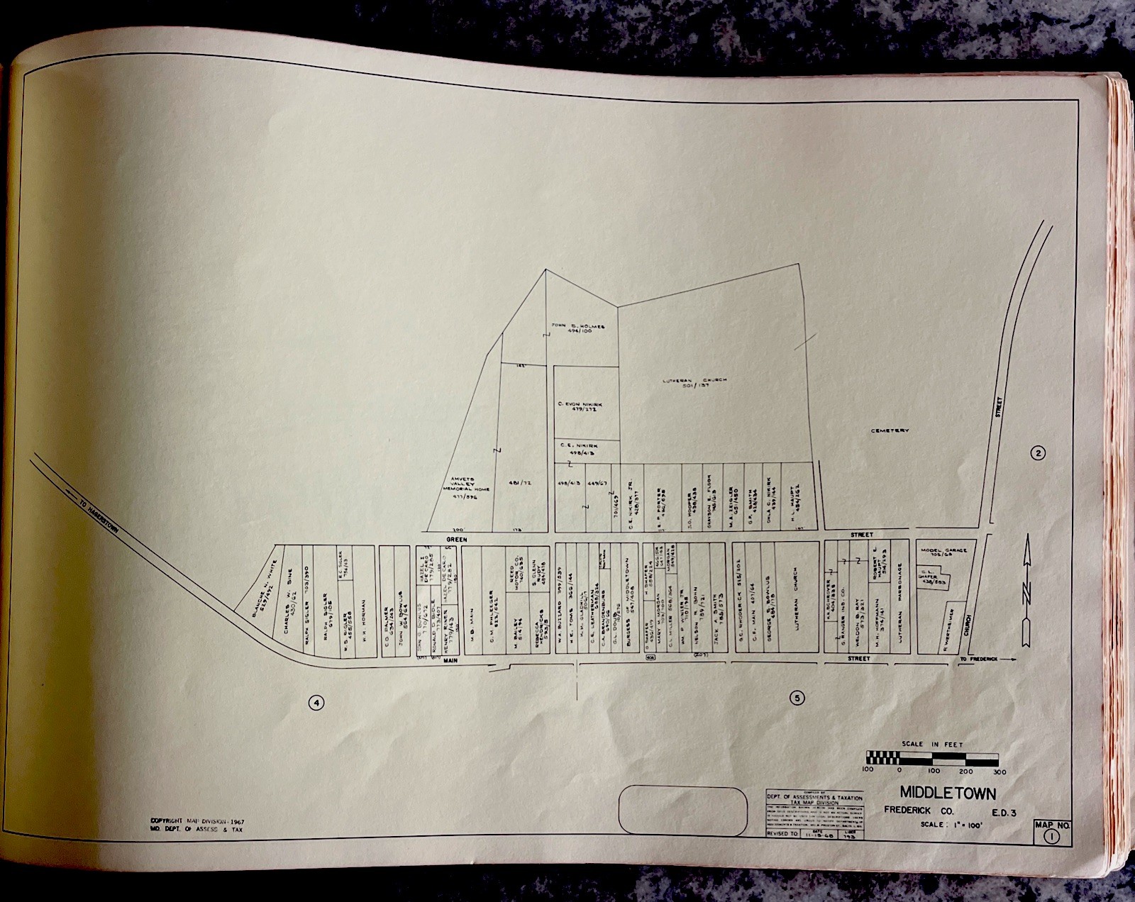 1968 Property Map Of Middletown MD Frederick County Dept Of Assessments & Tax