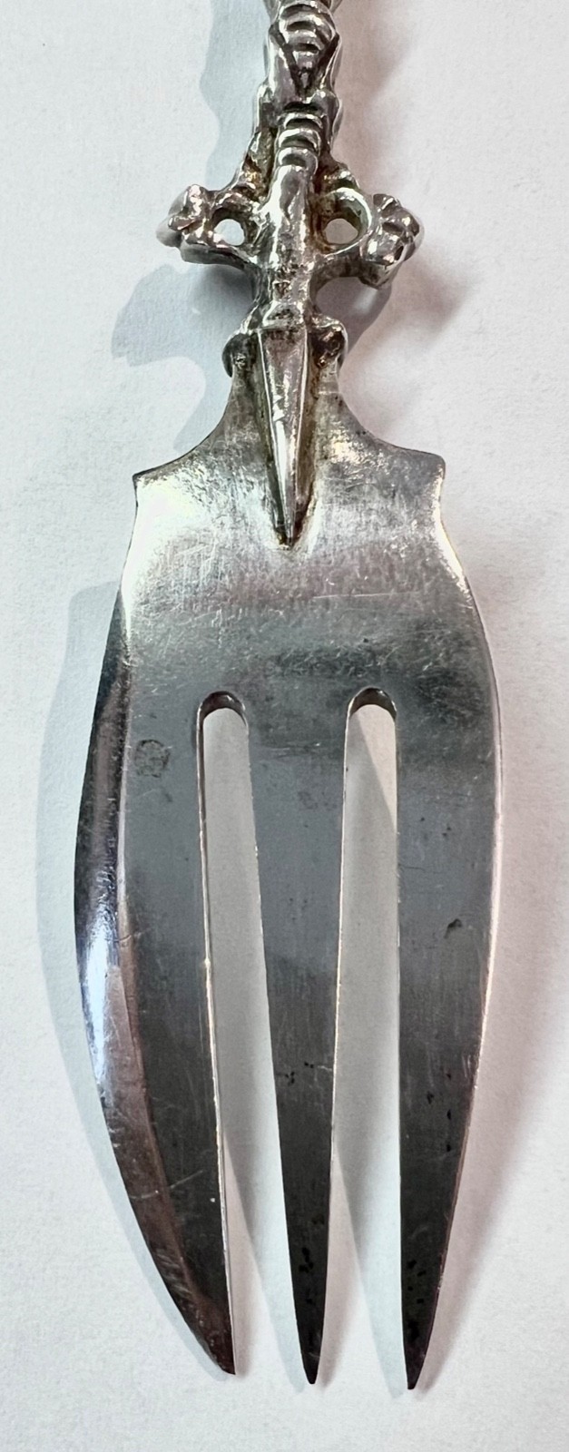Pair Dutch silver figural handle Flying Dutchman Fluyt cargo ship pastry forks