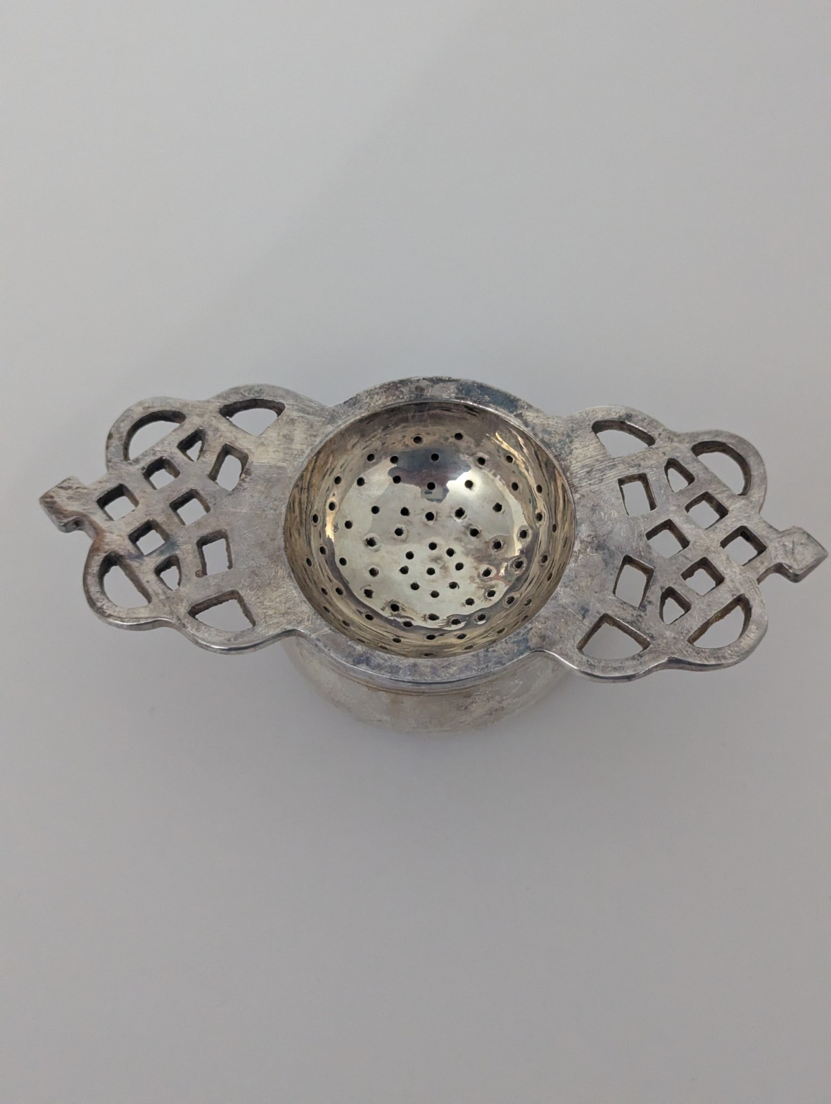 Vintage Regis EPNS SilverplateTea Strainer& Drip Bowl English StyleOrnate Handle