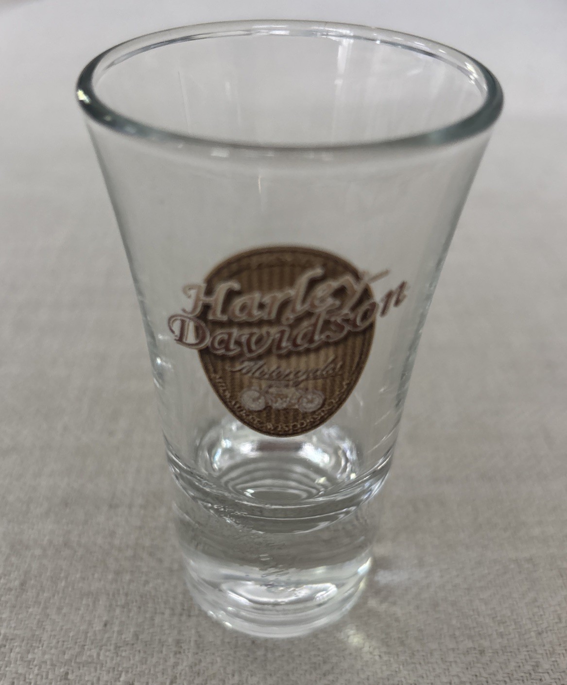 Harley Davidson Motorcycles Shot Glass Fluted Heavy Bottom Milwaukee Wisconsin