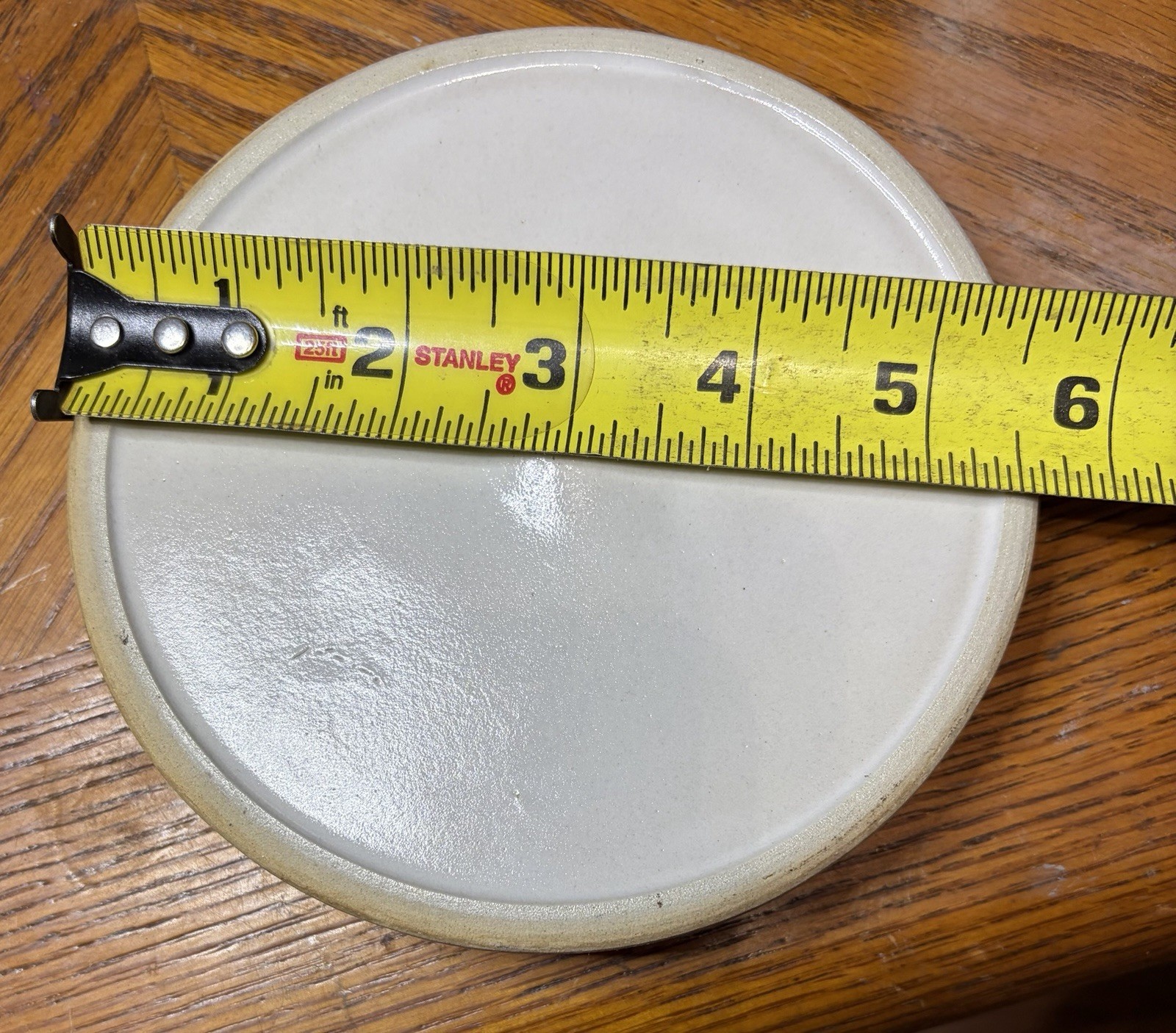 LID ONLY Gray Ceramic Pottery Crock Lid 5-5/8”Outside Diameter Button Handle