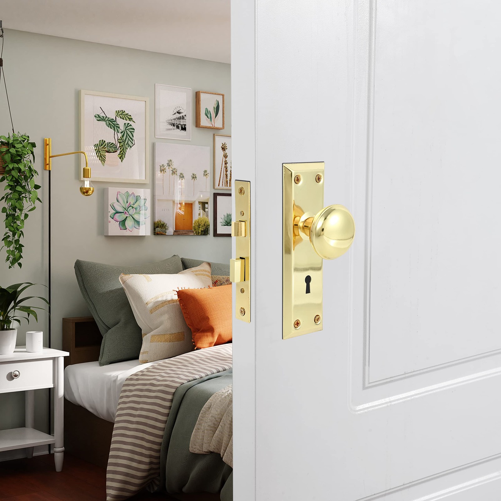 Toptotoo Mortise Lock Set for Interior Door, Mortise(1 Pack), Polished Brass