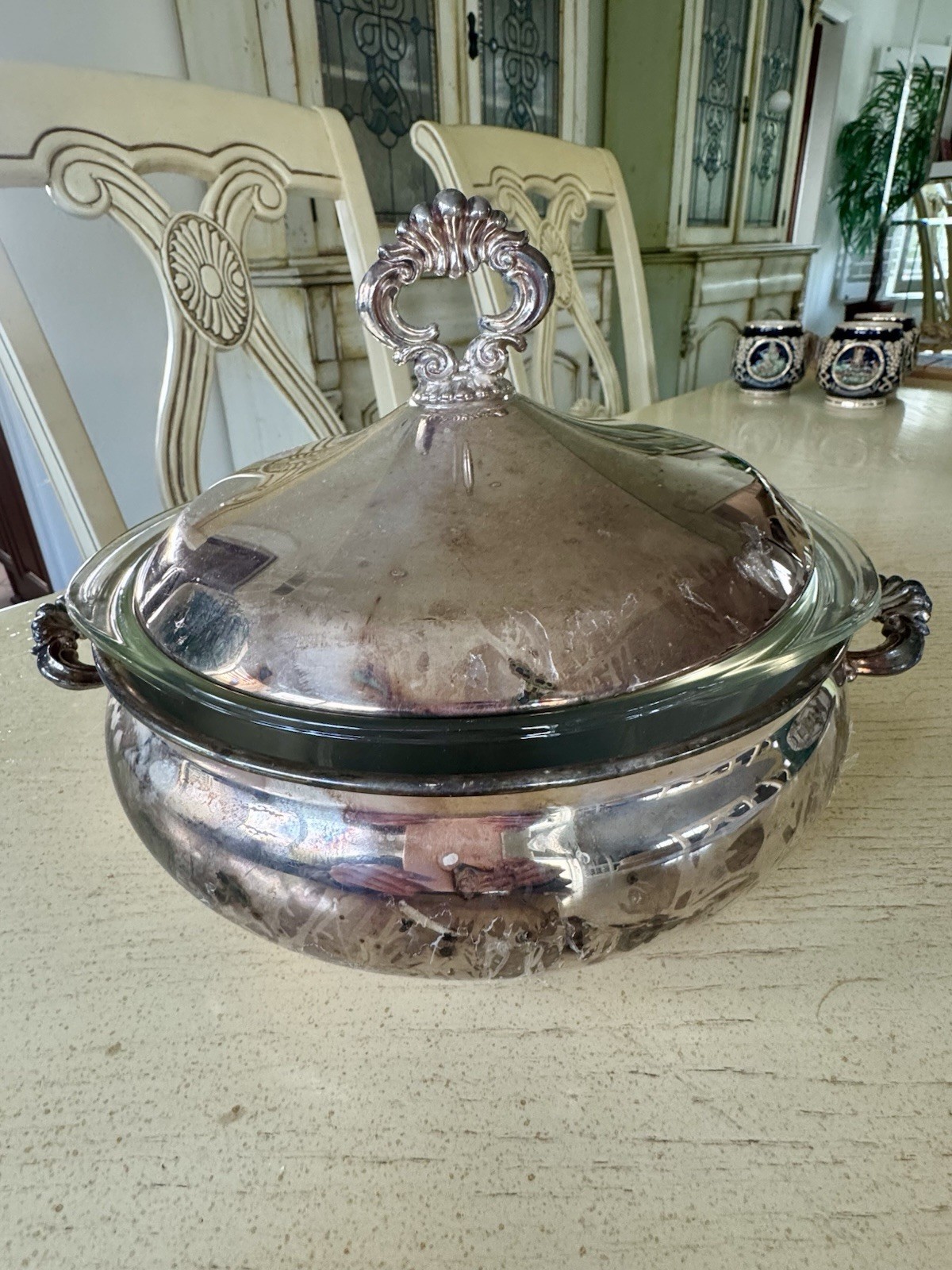 Vintage B. Rogers SilverplateCovered Casserole Dish w/Glass Liner – #188