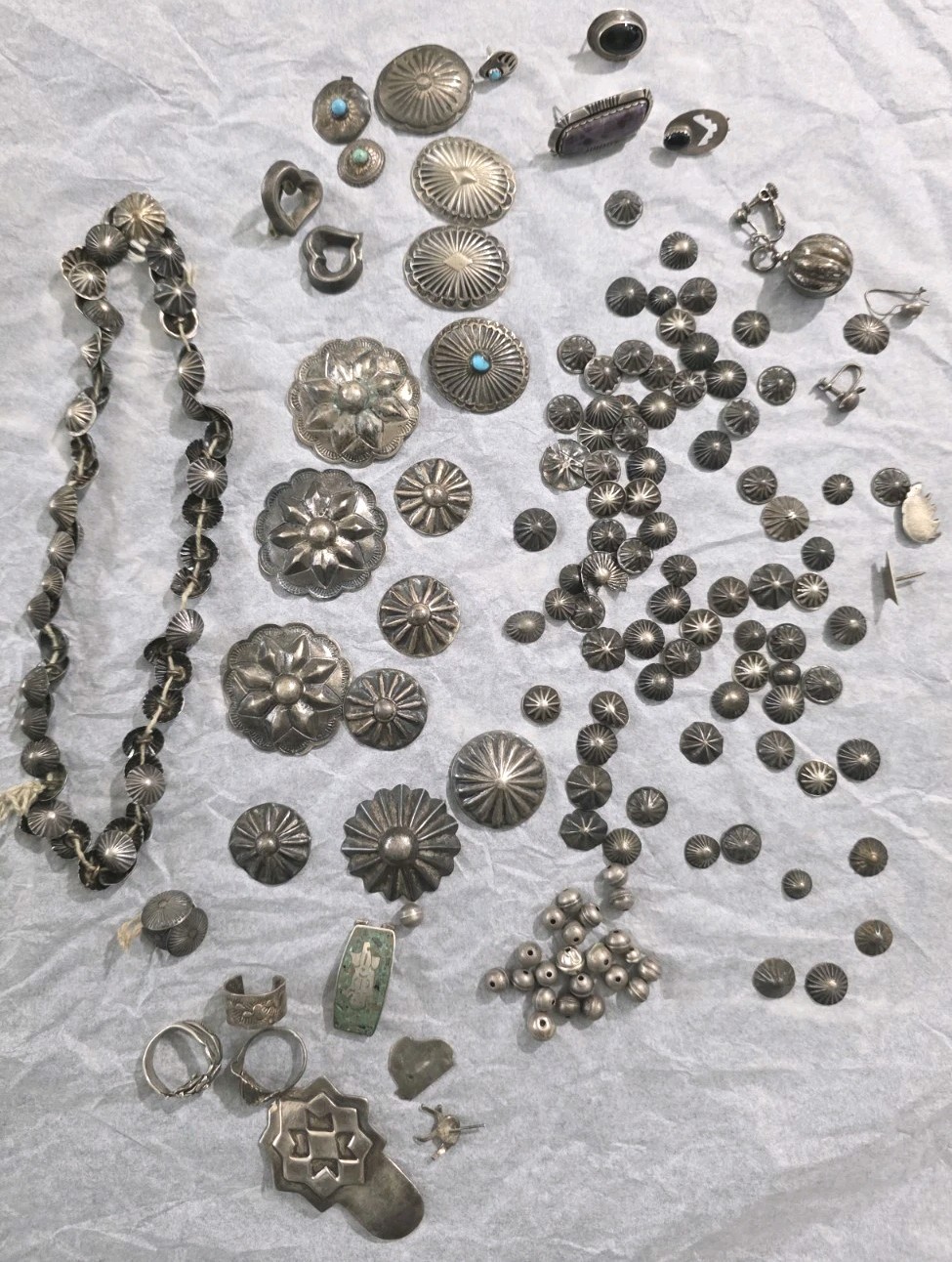 Vintage Native American Silver Jewlery Lot. Acid Tested 245g