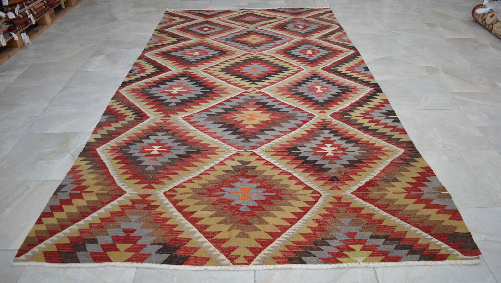 5×10 ft Rug OUSHAK RUG Hand Woven Vintage Turkish Kilim Rug Flat Weave Area Rug