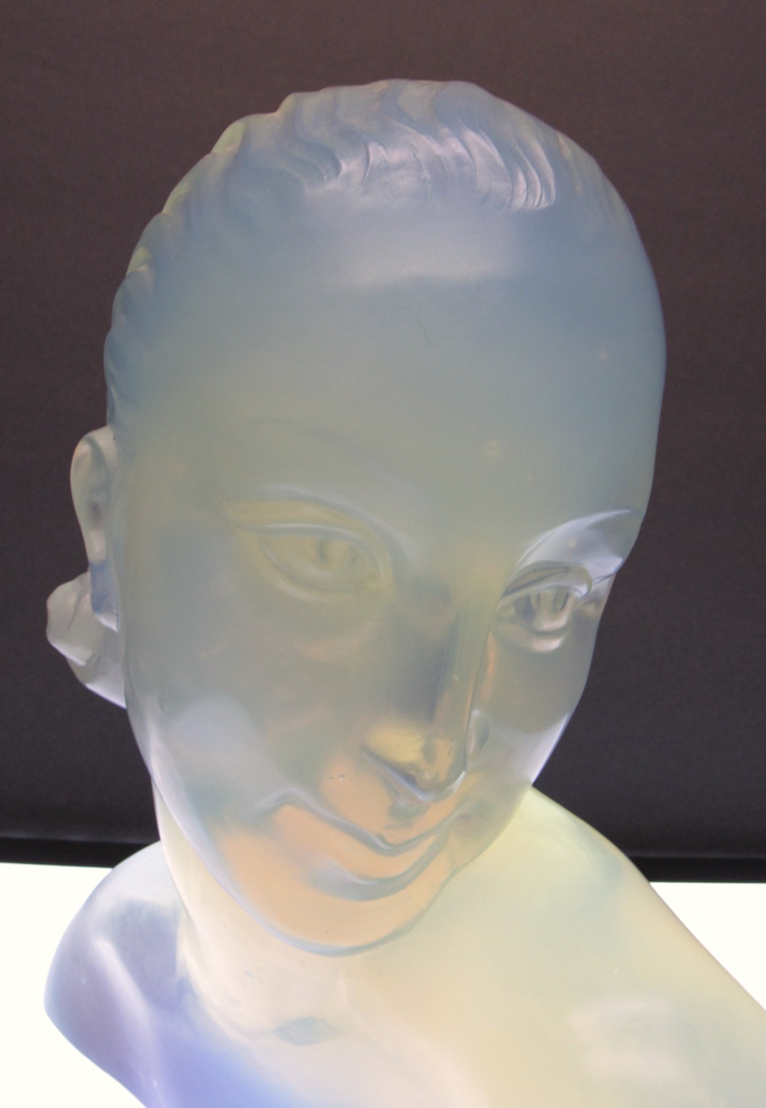 Rare SABINO Opalescent Art Glass Lady Bust w/Lighted stand ca.1920’S Lalique Era