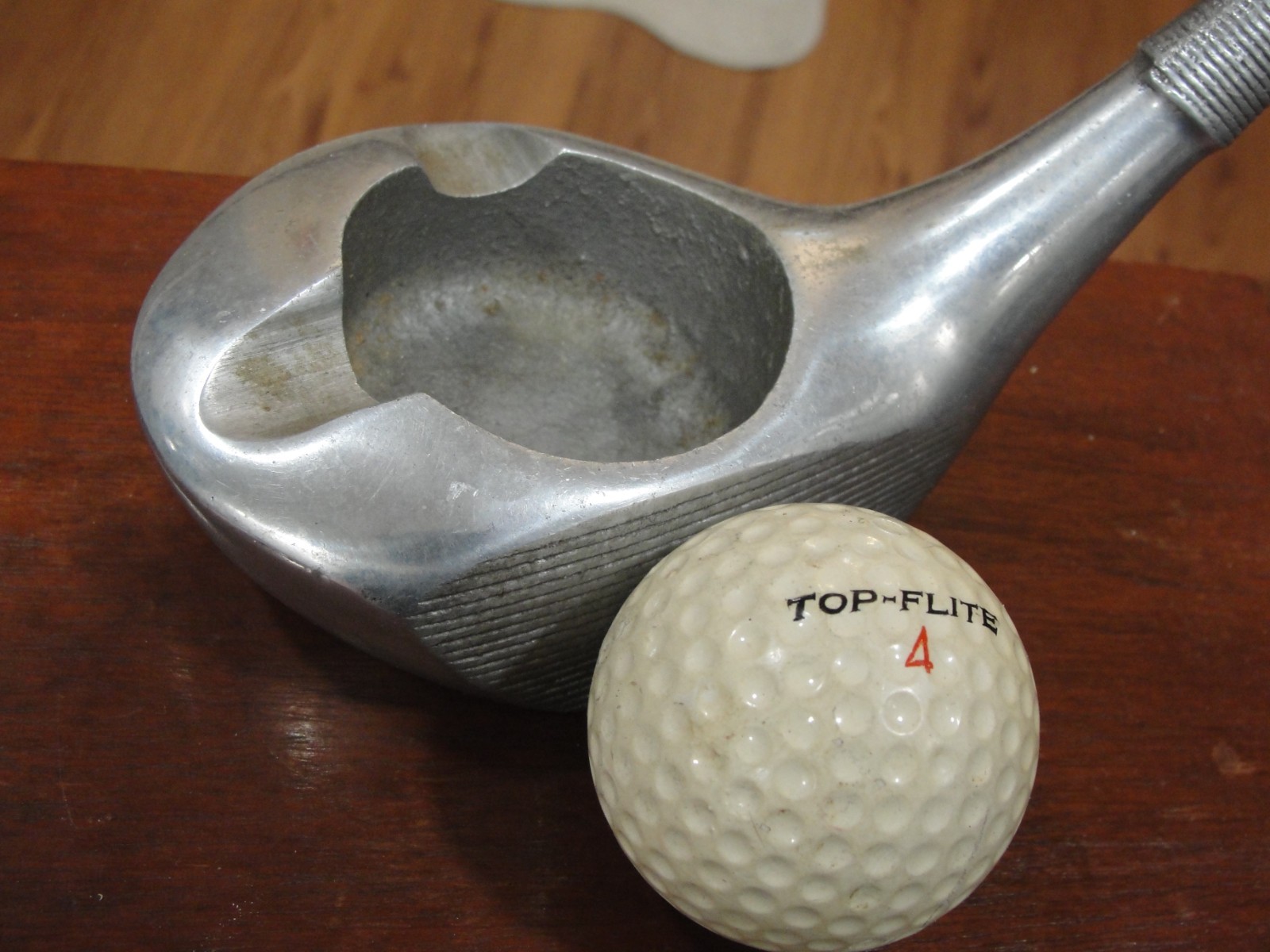 Vintage MCM CHROME GOLF CLUB ASHTRAY CIGARETTE SMOKING CIGAR ART TRAY US