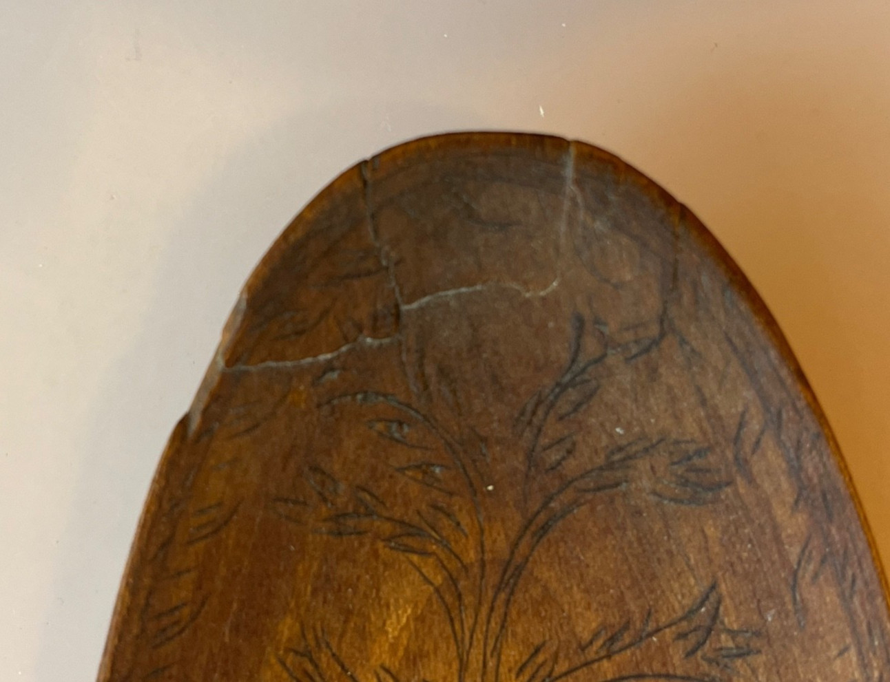 Norwegian Large SPOON Scratch Carving STUNNING DESIGN 9 in Antique