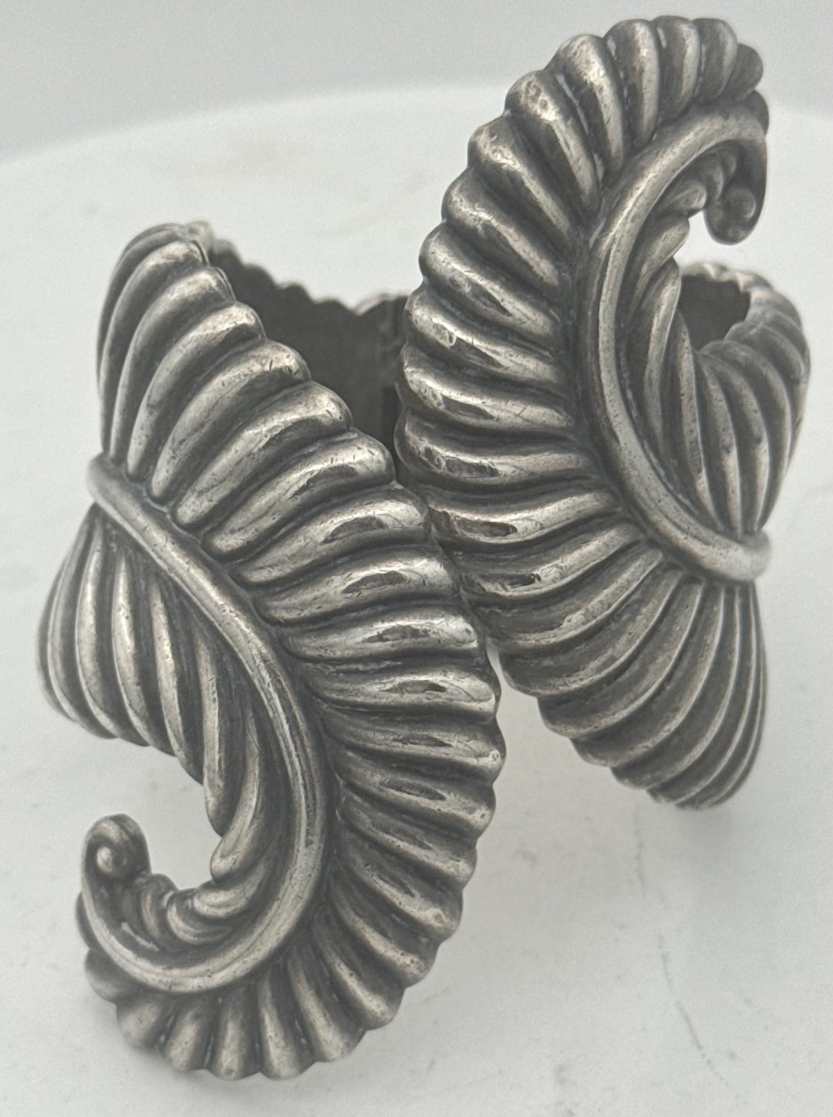 INCREDIBLE Los Castillo Sterling Silver Cuff Bracelet 1960 SUPERB ClampMechanism
