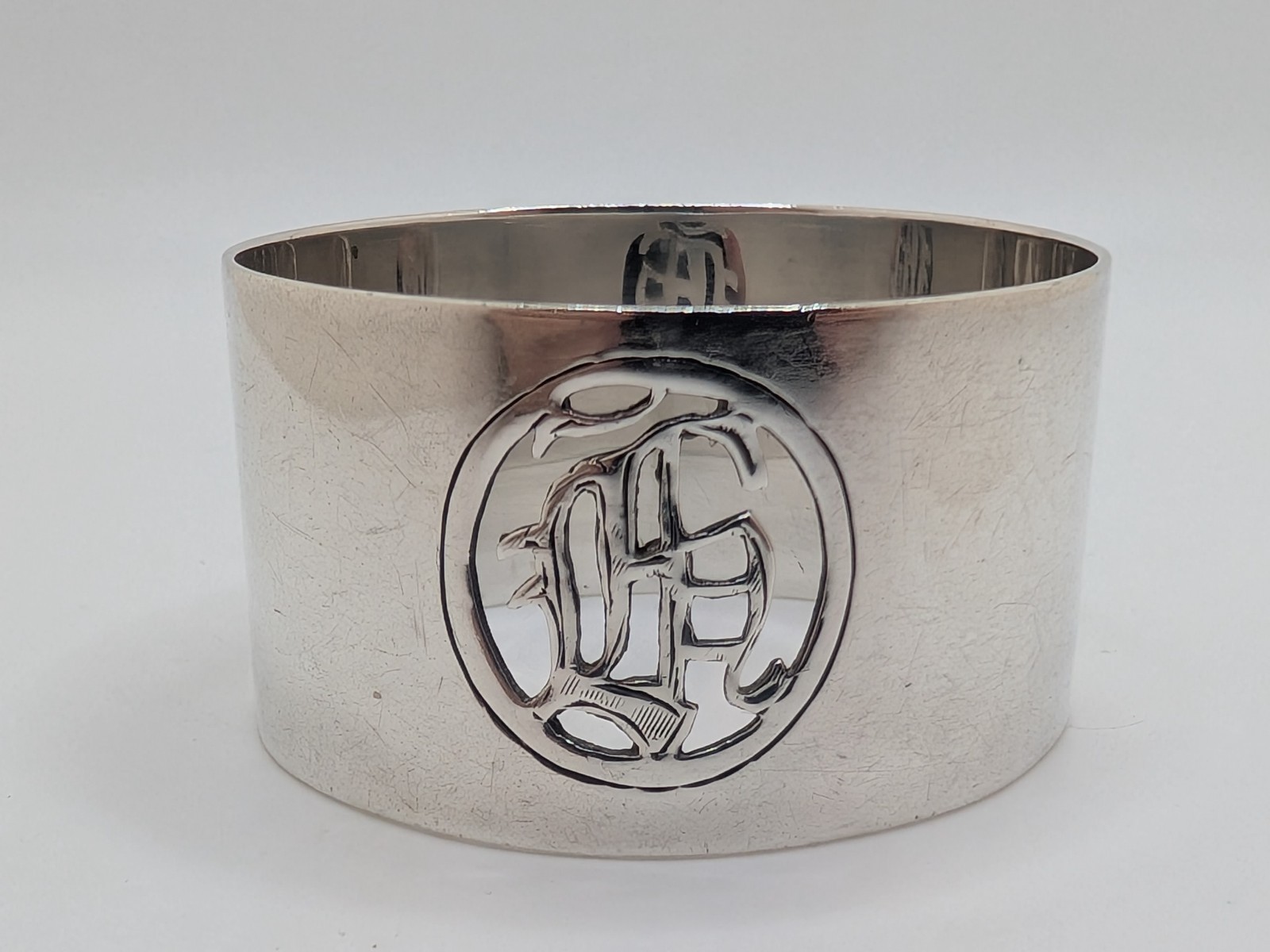 Antique English Cutout Sterling Silver Napkin Ring “H” initial, dated 1927