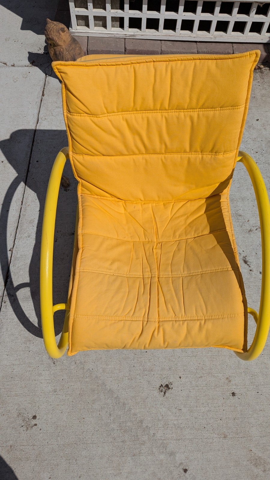 Vintage Post Modern Memphis Ellipse Rocker By Les Amisco Lemon Yellow Space Age