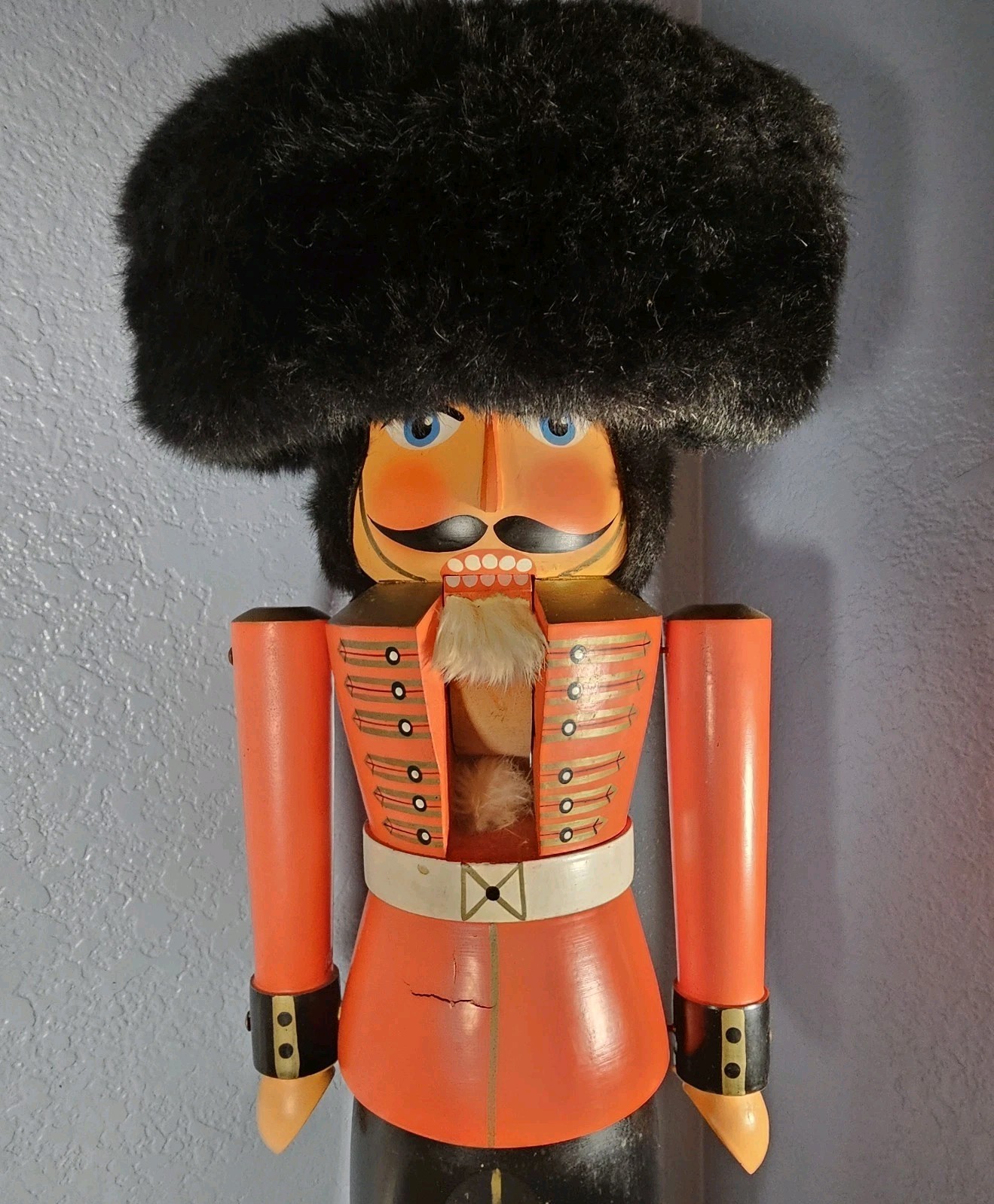 Nutcracker British Guard Volkmar Matthes 1960s Germany Wood Barstool MCM 30″ HTF
