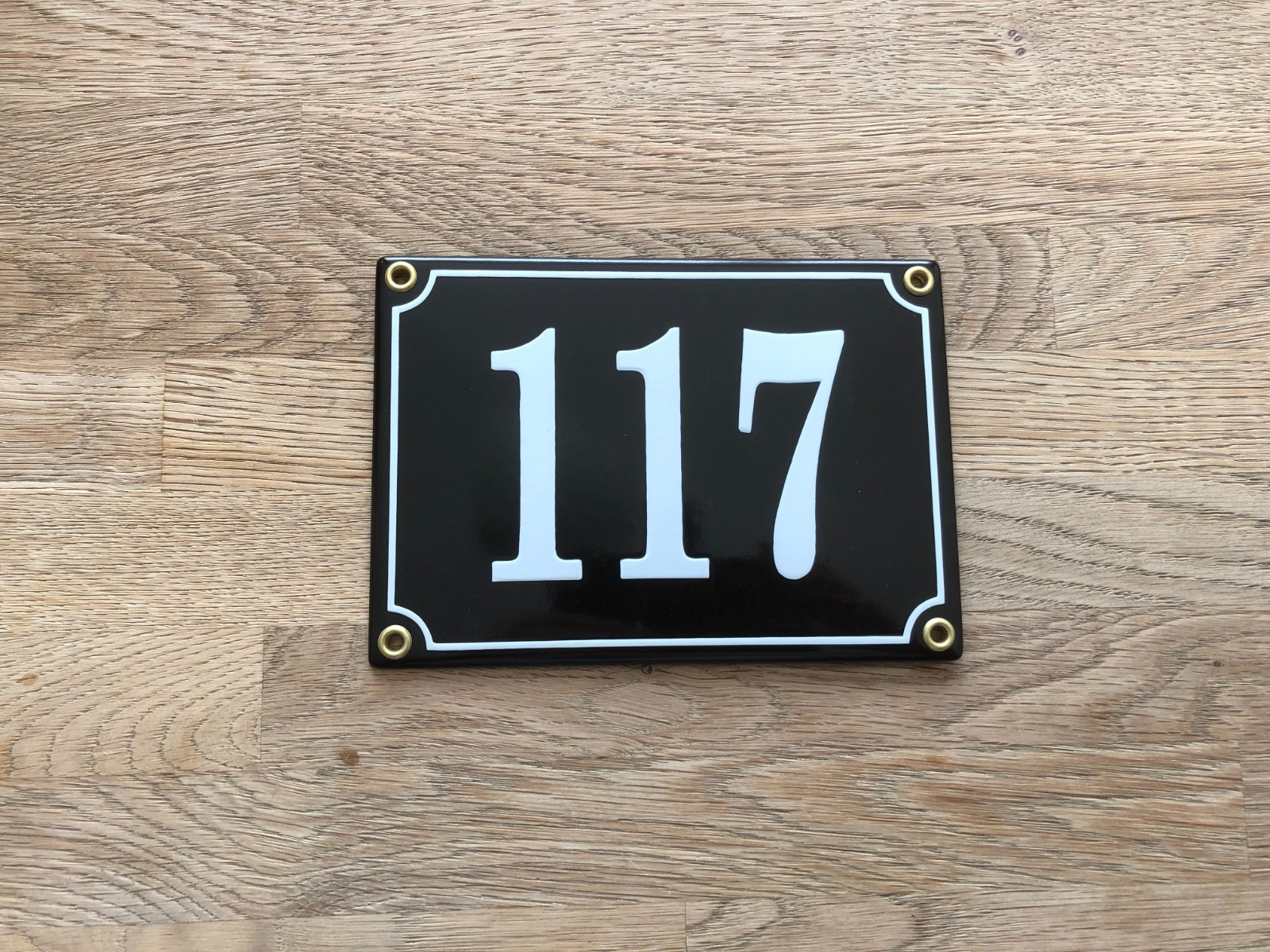 French Black Enamel on Steel House Door Gate Street Number Plaque Sign Plate 117