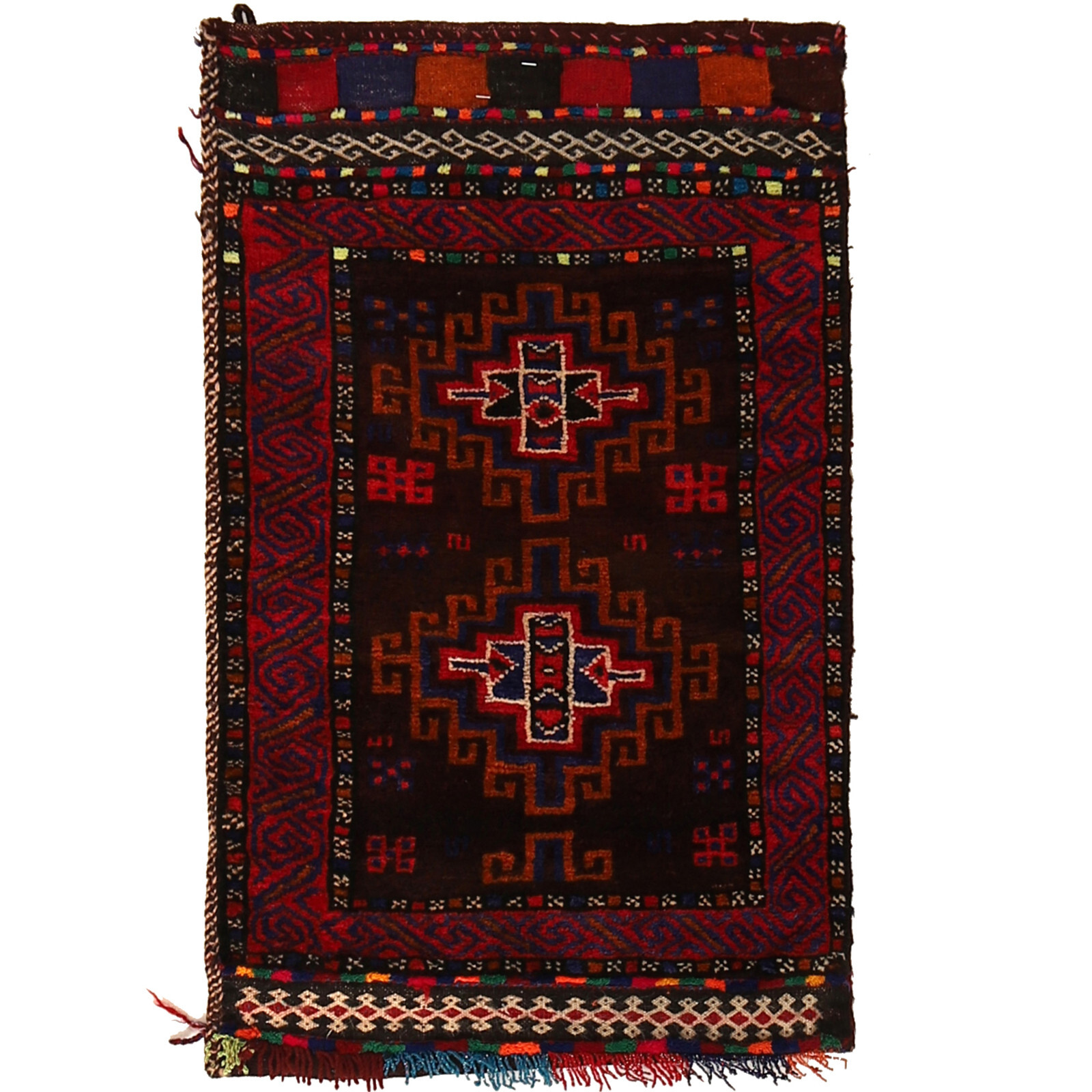Handmade Afghan Wool Area Rug Vintage Balisht Baluchi Cushion 1’7×2’7 ft-G22346