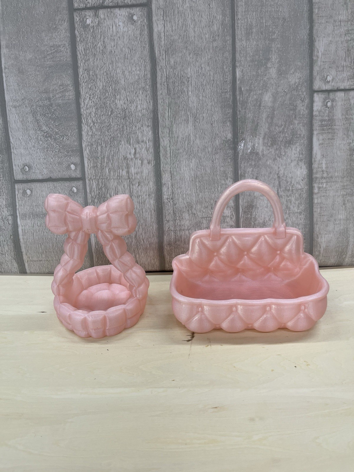 Decorative Vanity Organizer Set of 2 Quilted purse pink