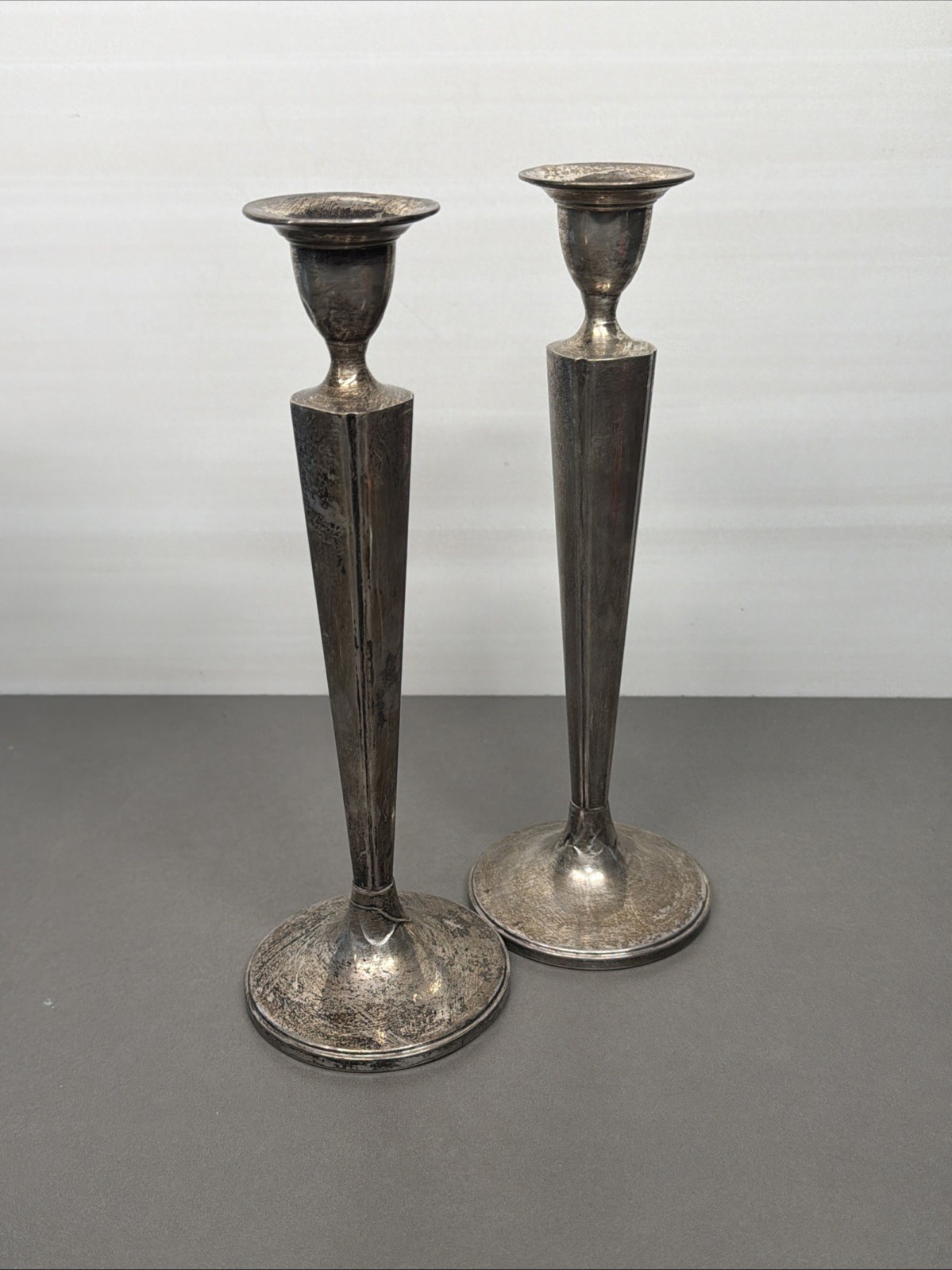 Set Of 2 Vintage MFH Weighted Sterling Candlestick Holders Pf3