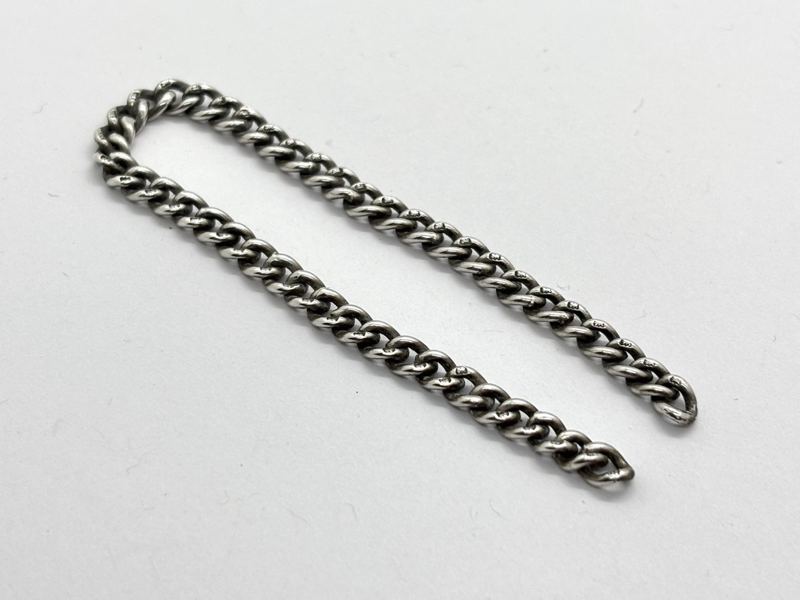 Small Antique Solid Sterling Silver Curb Link Albert Pocket Watch Chain – 15cm