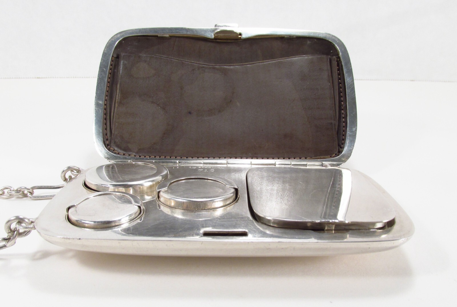 Vintage Watrous USA Sterling Silver Wristlet Dance Card Case Coin Purse Wallet