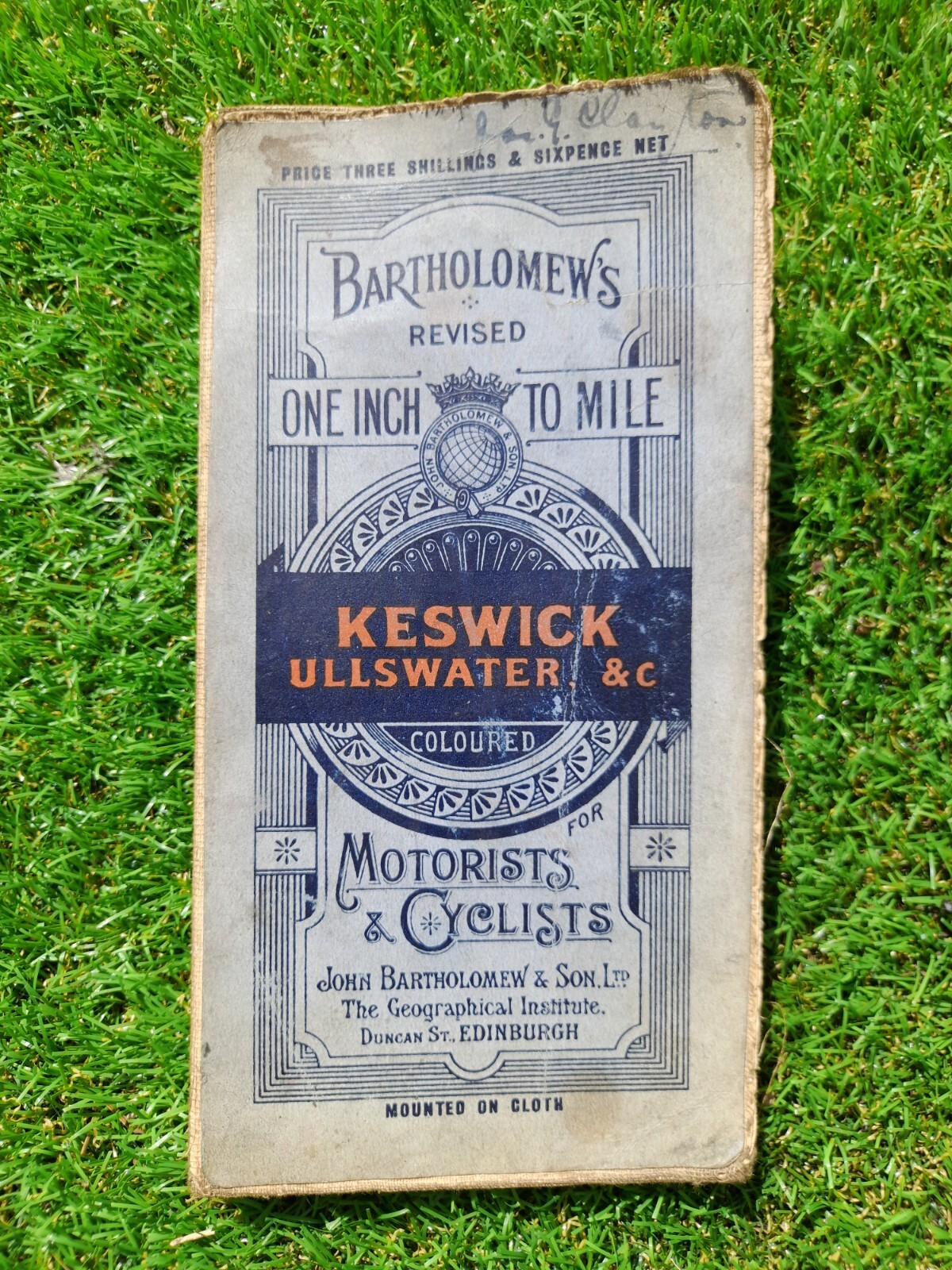 Vintage Map Lake District Keswick & Ullswater CLOTH BACKED c.1920s 1930s