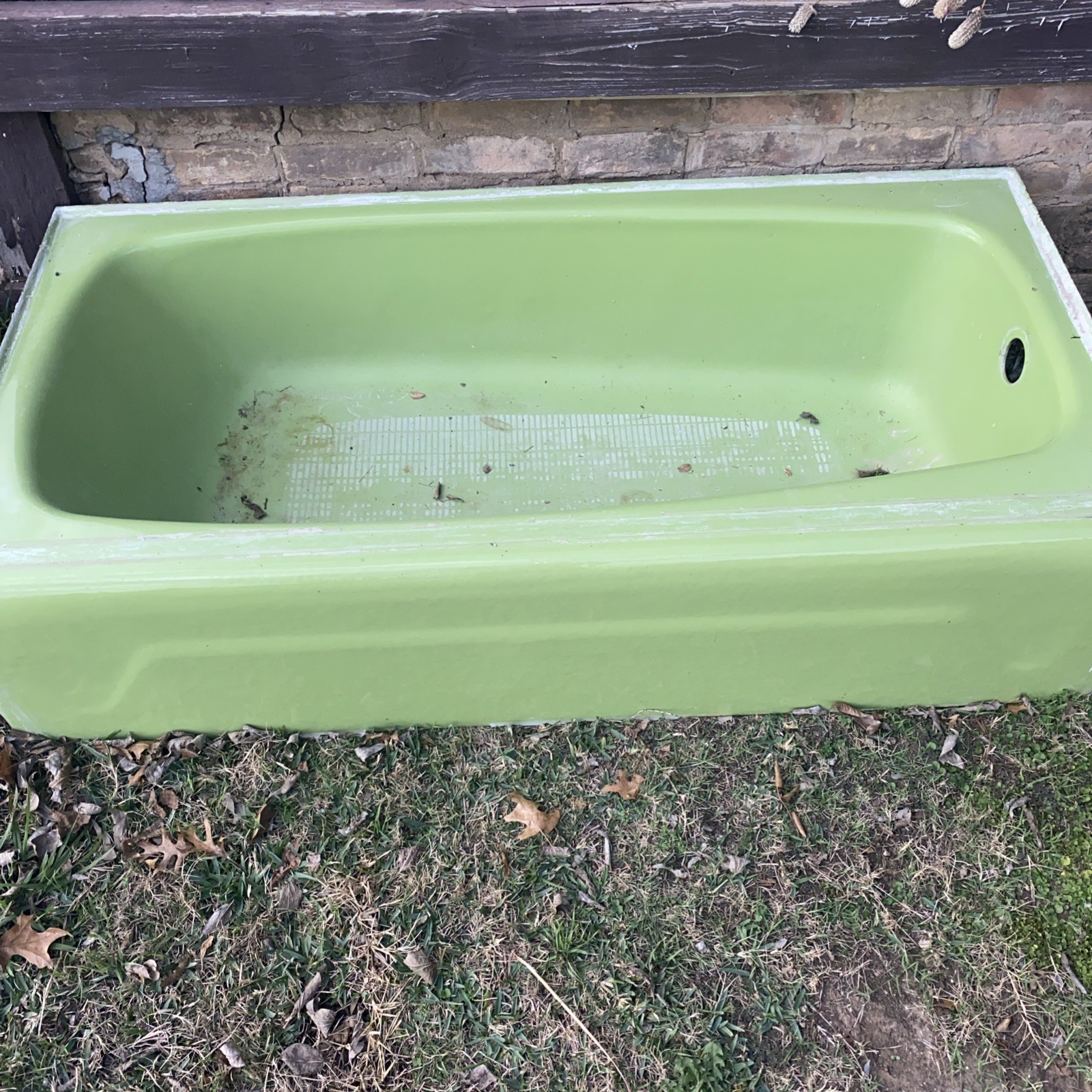 Vtg 60×30 Cast Iron Fresh Lime Green Porcelain Skirted Bathtub Kohler