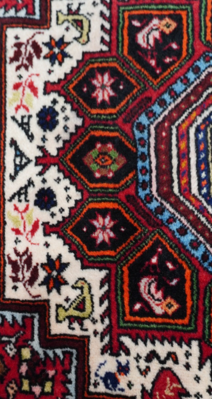 Excellent Bijarr Wool Hand Knotted Geometric Tribal Birds Oriental Rug 3’3″x 4’9
