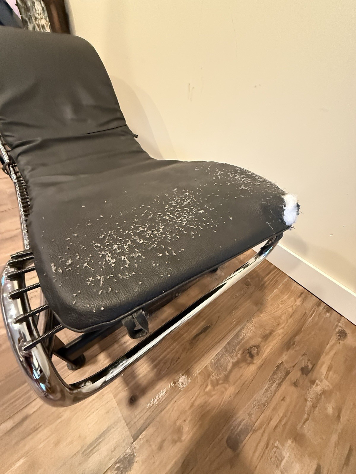 Le Corbusier LC4 Style Chaise Lounge Chrome Recliner Reproduction-Torn Leather