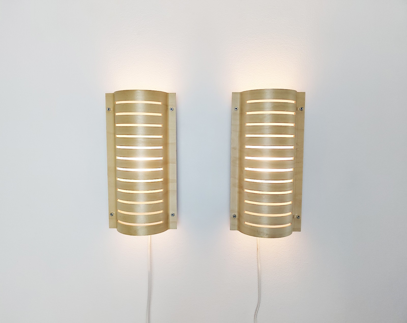 Pair of vintage wood sconces, wall lamps, plafonniers, vintage Ikea, Swedish