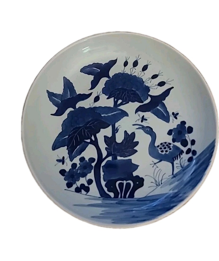 Old China porcelain*the Qing dynasty* Blue white Flower bird pattern *10 In.