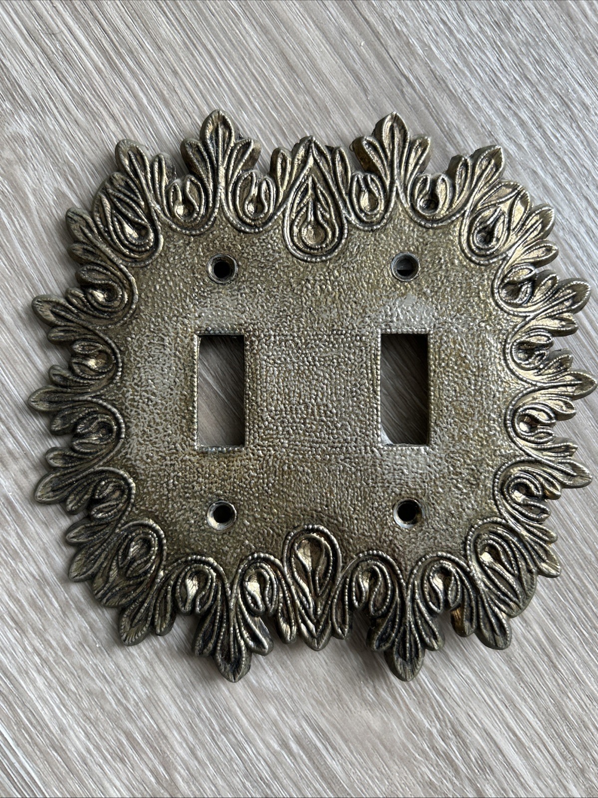Mid Century Ornate Metal Switch Plate Radial Sun Design Hollywood Regency