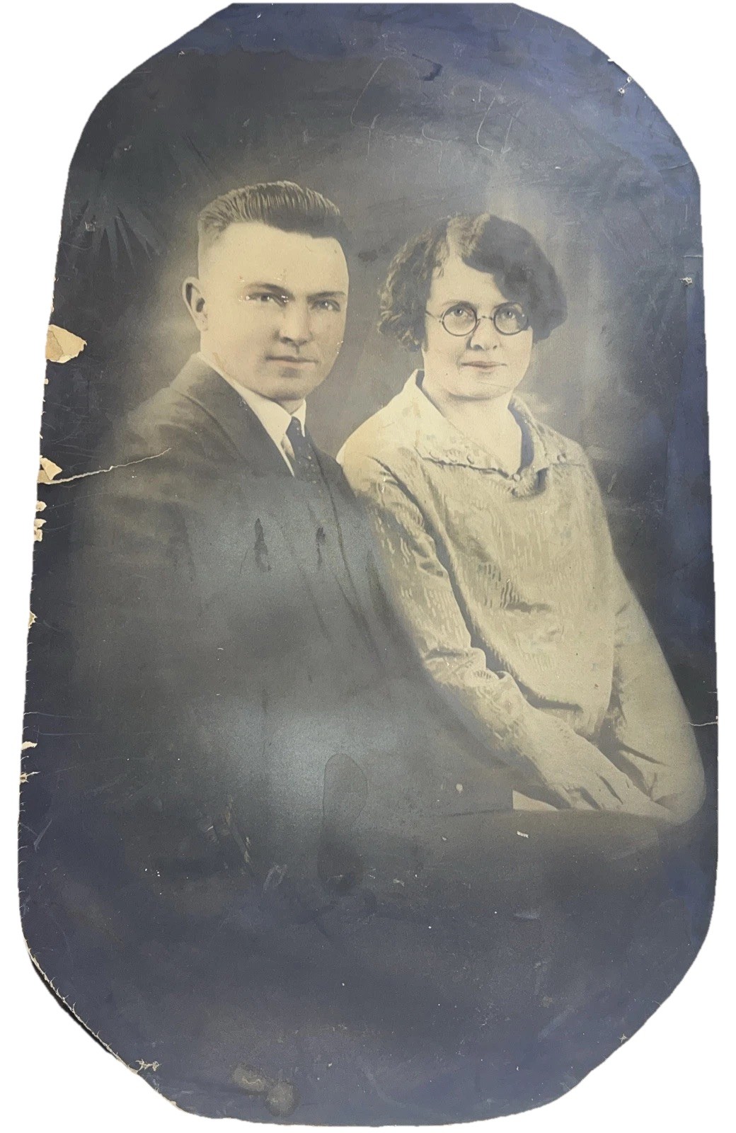 Antique Chalk? Picture Couple Photo 19” X 11.5”