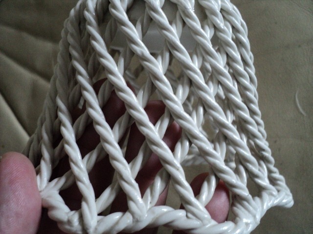 WW2 Era Dated 1940 White Porcelain Small Basket Rope Effect VGC HAS MAKER MARK