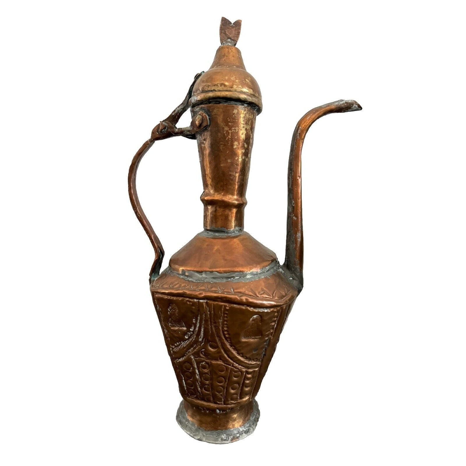 Vintage Arabic Persian Middle Eastern Brass Copper Ornate Pitcher Teapot