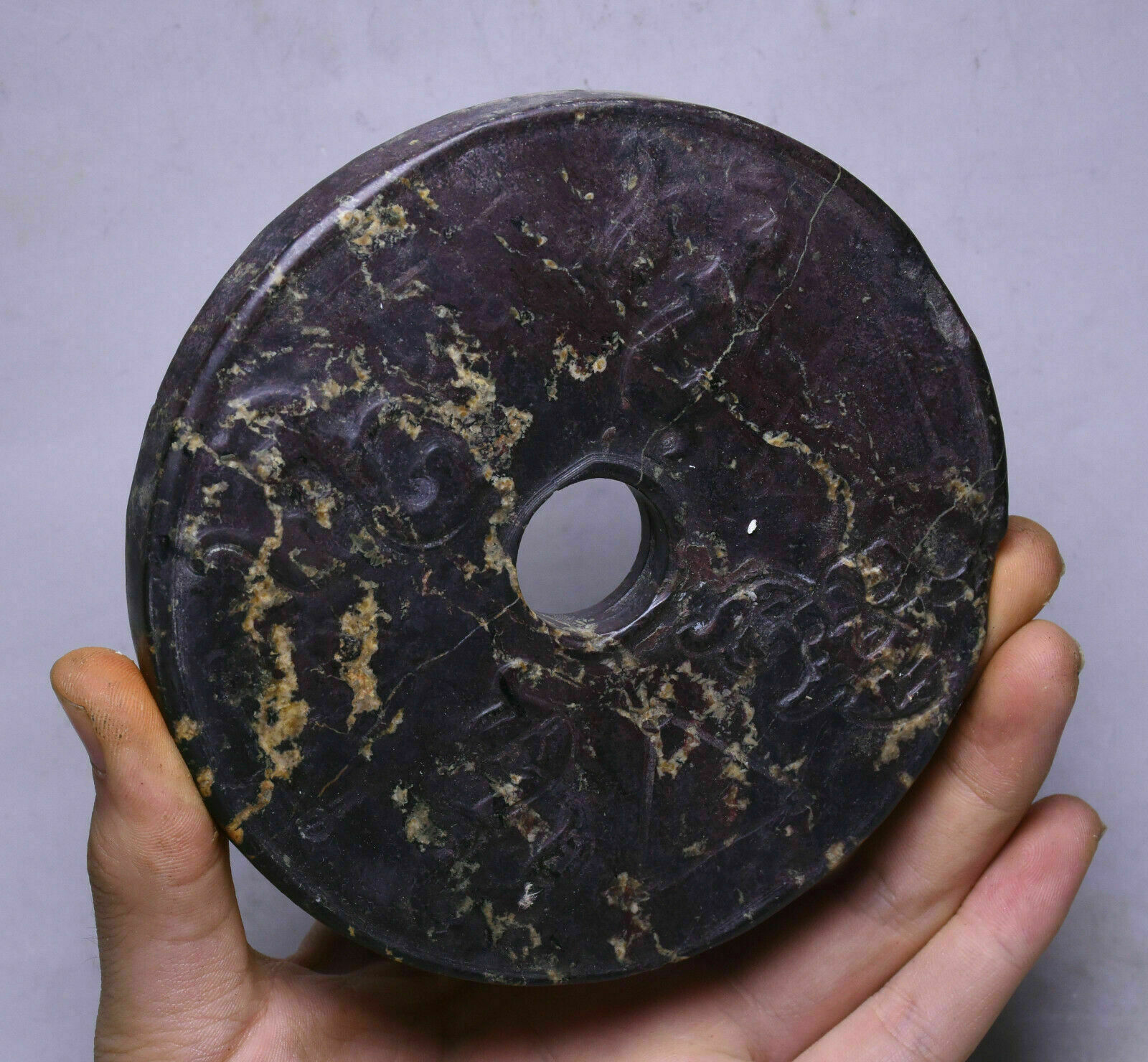12CM Chinese Hongshan Culture Jade Carving Dynasty Animal Beast Circular Yu Bi