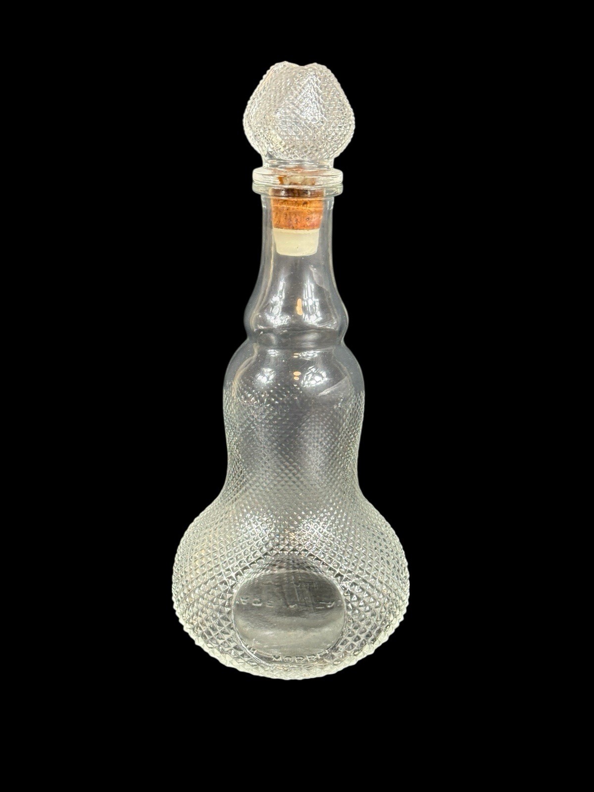 Vintage Magazzin Wobble Bottle Wine Decanter Italy Textured Glass w/ Stopper