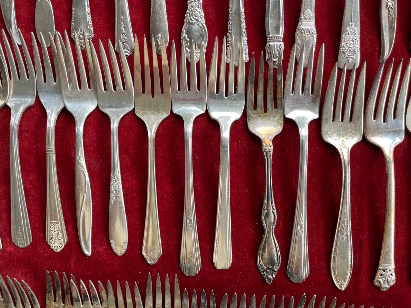 Vtg. Silverplate Flatware Salad Fork Lot of 100 Craft Repurpose
